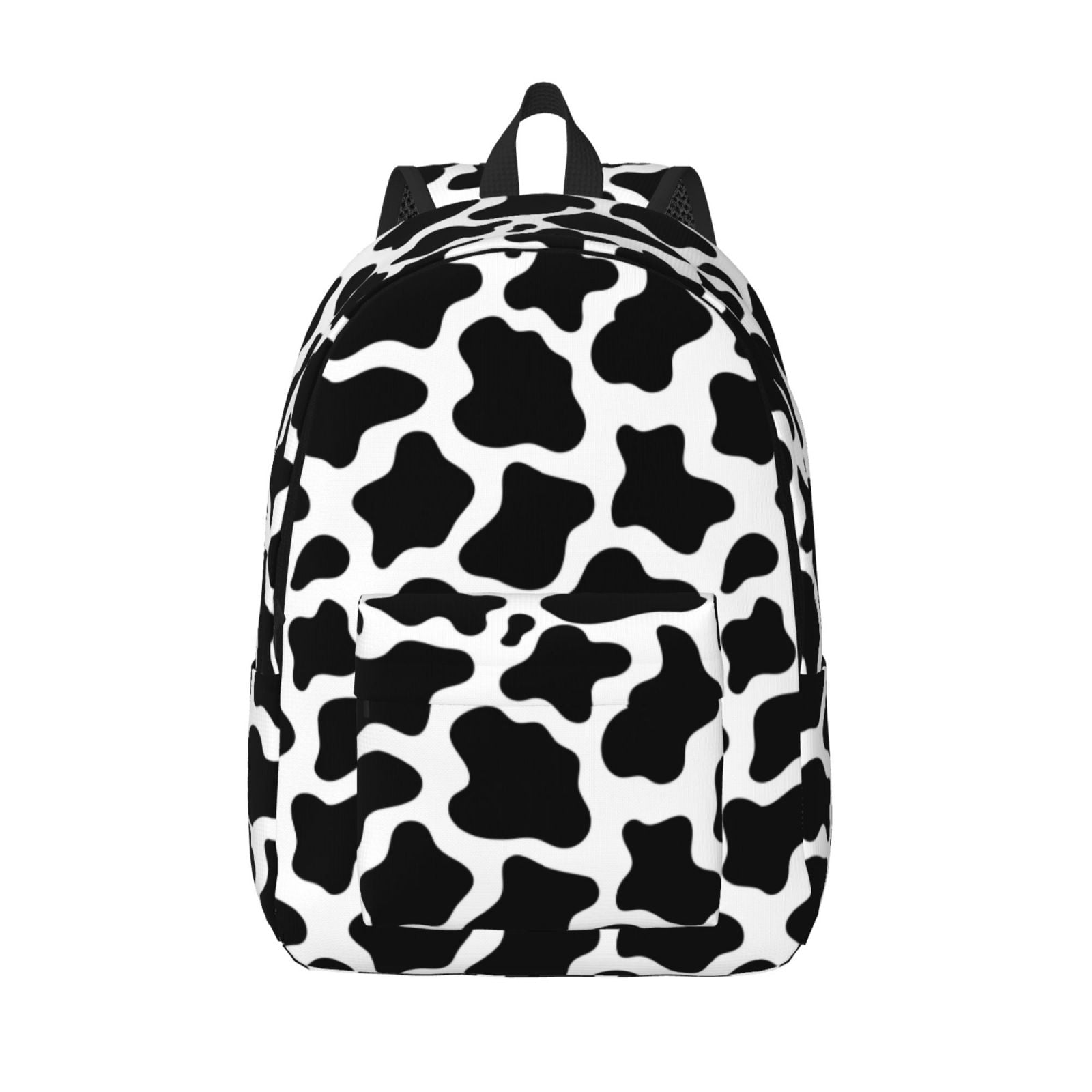 Defioc Cow Print Black White for Canvas Backpack,Travel Rucksack Unisex Knapsack Laptop Backpack for Work & College -Medium