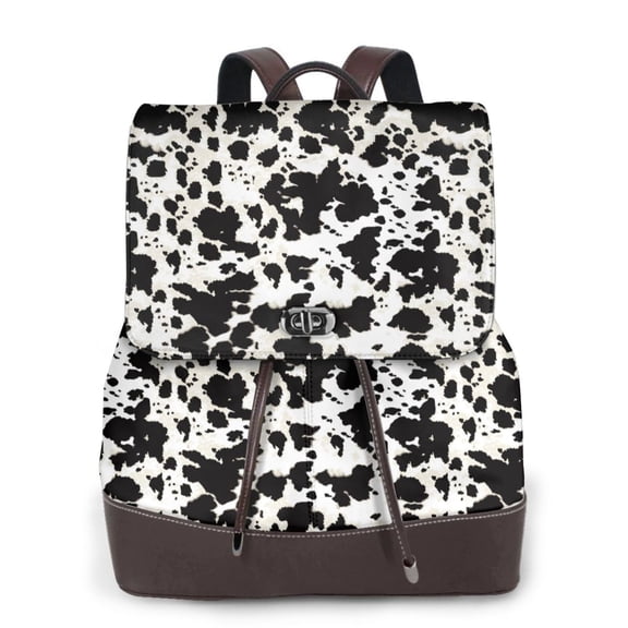 Defioc Cow Skin 1 Print PU Leather Backpack,Backpack Purse for Women Fashion Multipurpose Design Handbag Ladies Bags Travel Backpack