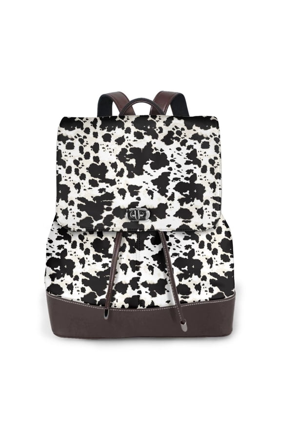 Cow Skin 1 Print PU Leather Backpack,Backpack Purse for Women Fashion Multipurpose Design Handbag Ladies Bags Travel Backpack