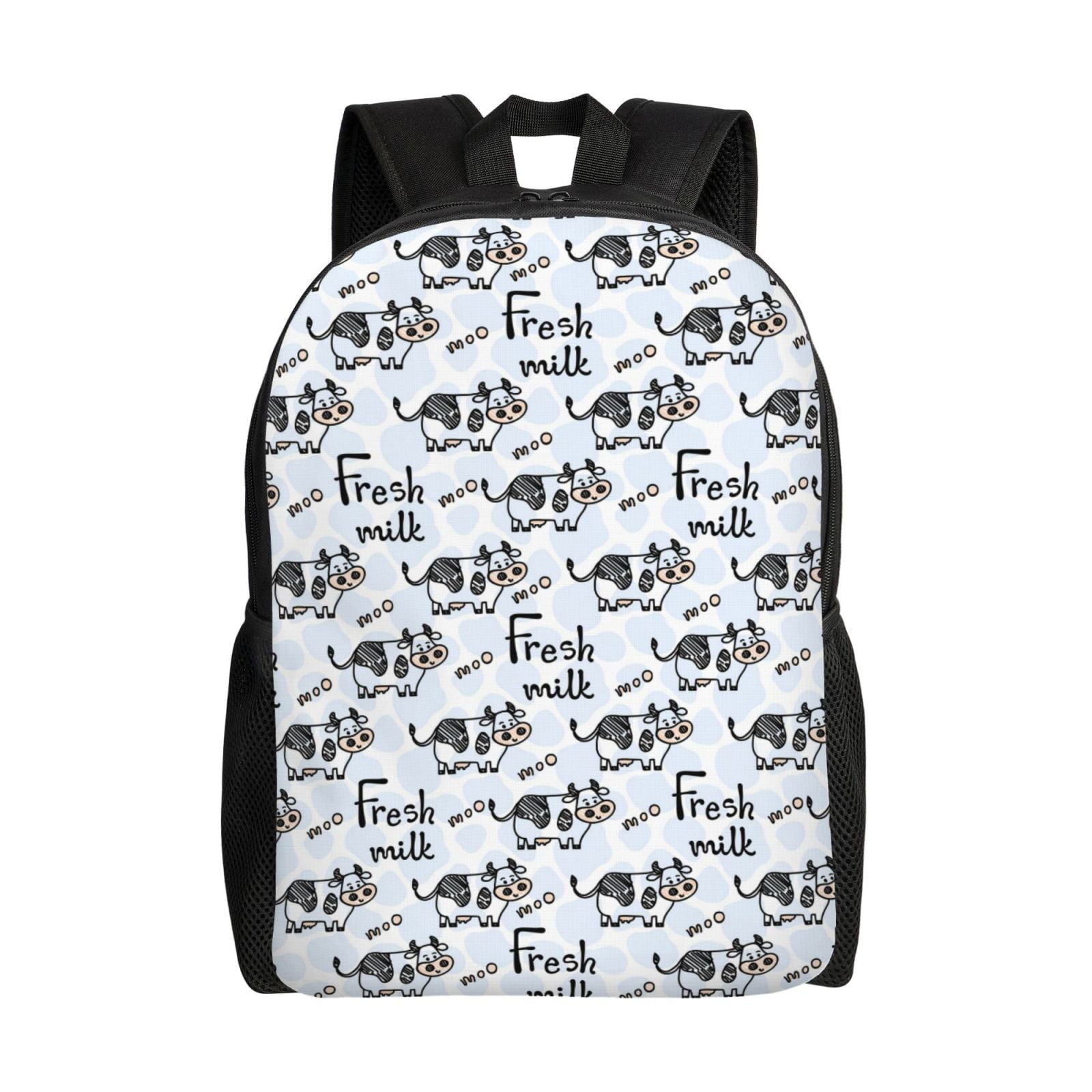 Defioc Cow With Fresh Milk Print Backpack -Travel,or Work Bookbag Daypacks with 15-Inch Laptop Sleeve and Dual Water Bottle Pockets