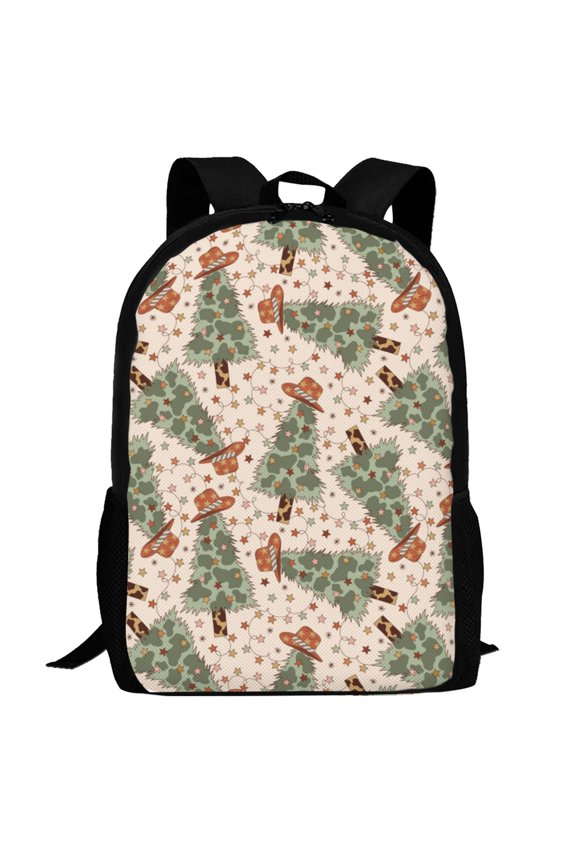 Cowboy Christmas Trees Pattern Carry on Backpack,16.5x12.5x5.5 Personal Item Bag Carry On Backpack Water Resistant Lightweight Daypack