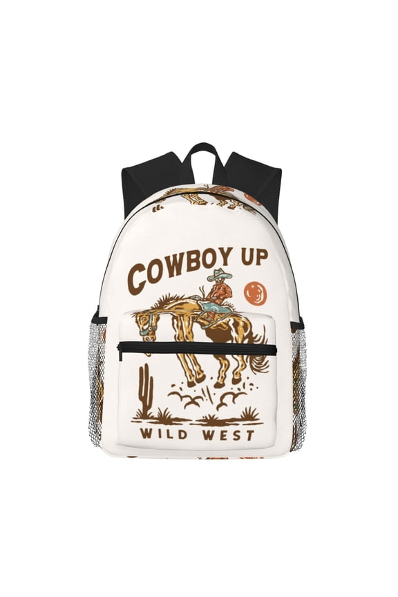 Cowboy Up Vintage Wild West Pattern Laptop Backpack for Men and Women,Casual Backpack Dayback Sports Bookbag for Travel Running Hiking