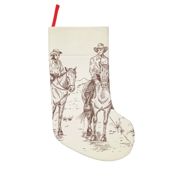Defioc Cowboys Riding Horses In Desert for Christmas Stockings 18" Personalized Holiday Stocking for Family, Farmhouse Decor, Xmas Tree Decoration, 1 Pack