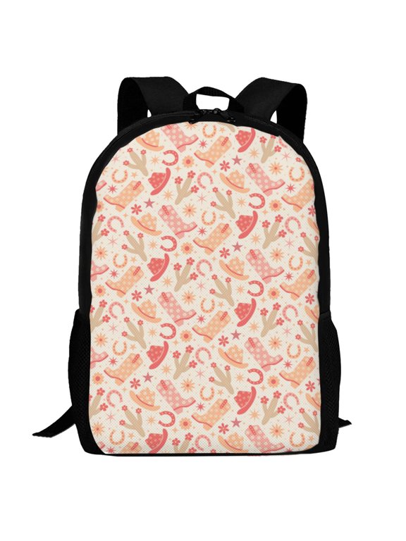 Cowgirl Boots 4 Pattern Carry on Backpack,16.5x12.5x5.5 Personal Item Bag Carry On Backpack Water Resistant Lightweight Daypack