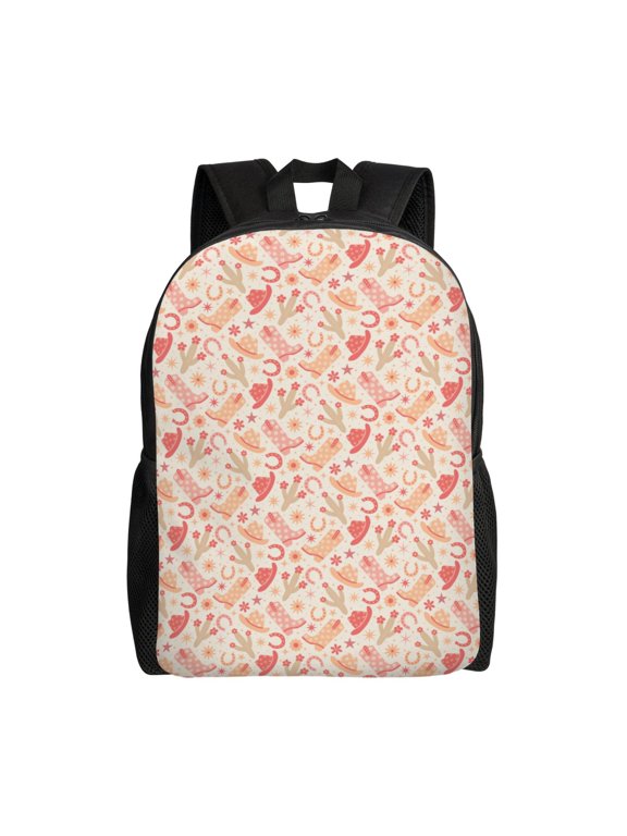 Cowgirl Boots 4 Print Backpack -Travel,or Work Bookbag Daypacks with 15-Inch Laptop Sleeve and Dual Water Bottle Pockets