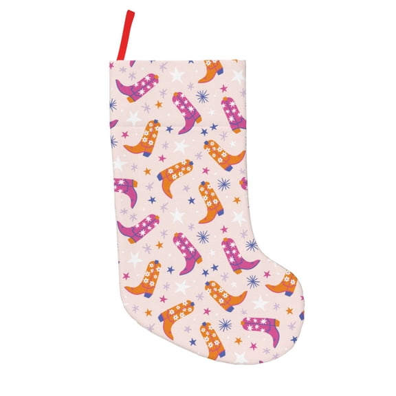 Defioc Cowgirl Boots for Christmas Stockings 18" Personalized Holiday Stocking for Family, Farmhouse Decor, Xmas Tree Decoration, 1 Pack