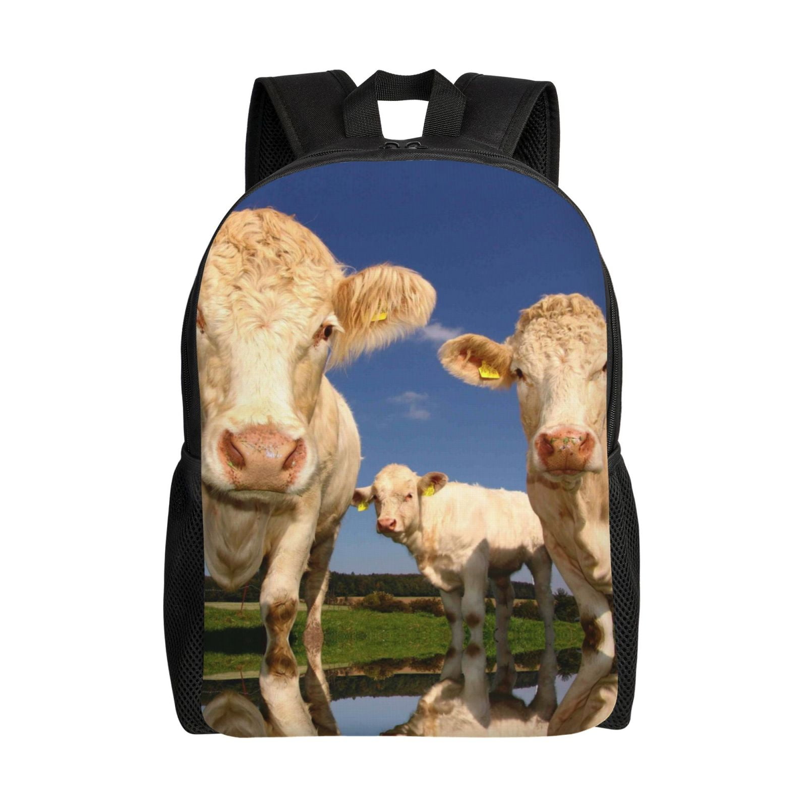 Defioc Cows Cattles Print Backpack -Travel,or Work Bookbag Daypacks with 15-Inch Laptop Sleeve and Dual Water Bottle Pockets
