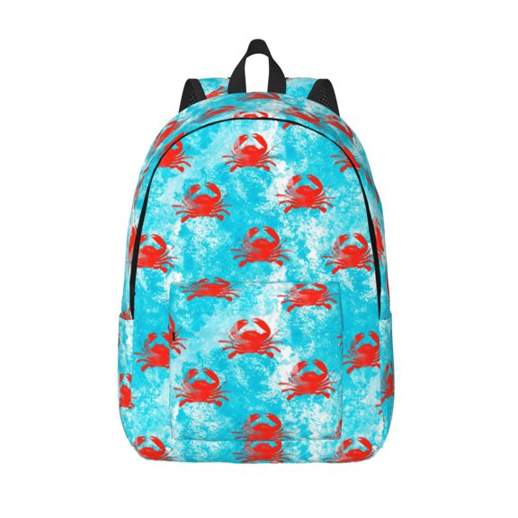 Defioc Crab Swims In The Ocean for Canvas Backpack,Travel Rucksack Unisex Knapsack Laptop Backpack for Work & College -Small
