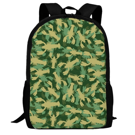 Defioc Crayfish Army Pattern Carry on Backpack,16.5x12.5x5.5 Personal Item Bag Carry On Backpack Water Resistant Lightweight Daypack