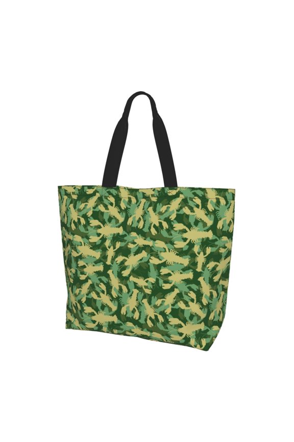 Crayfish Army Pattern Tote Bag for Women,Large Capacity Tote Bag with Zipper Casual Shoulder Handbags Shopping Bag