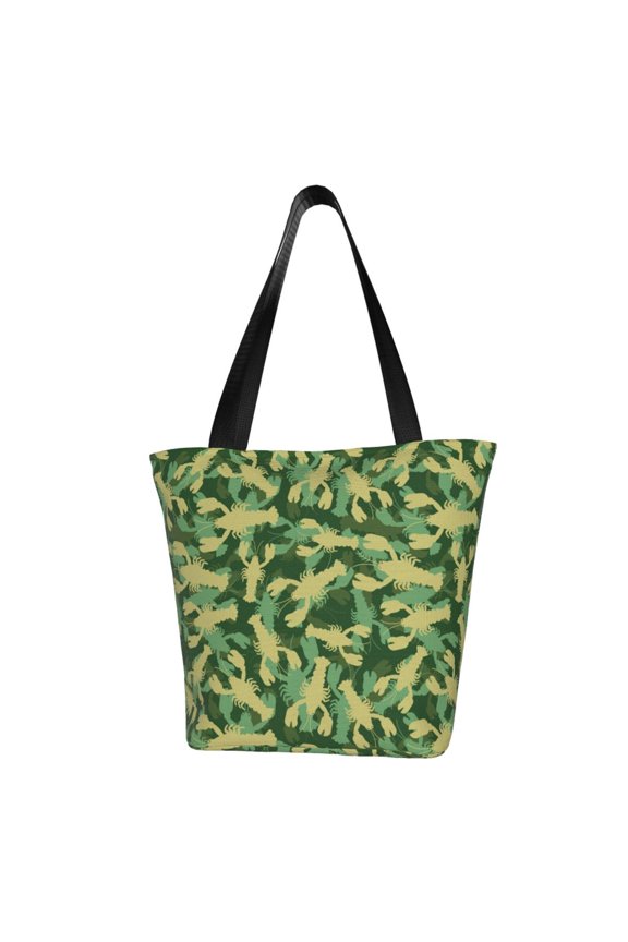 Crayfish Army Print Tote Bag for Women,Shoulder Bag with Zipper Casual Tote's Handbag Big Capacity Shoulder Bag with Inner Pocket Fit for Shopping,Office,Travel