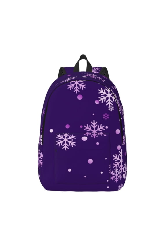 Crystal Purple Snowflake for Canvas Backpack,Travel Rucksack Unisex Knapsack Laptop Backpack for Work & College -Small