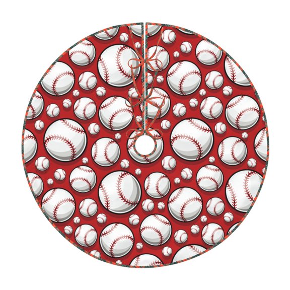 Defioc Cute Baseball for Christmas Tree Skirt Snowman Xmas Tree Skirt Farmhouse Christmas Decorations Tree Mat for Holiday Party Decor-30"