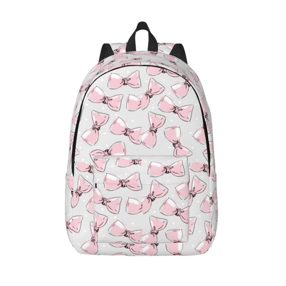 Defioc Cute Bow Tie for Canvas Backpack,Travel Rucksack Unisex Knapsack Laptop Backpack for Work & College -Medium