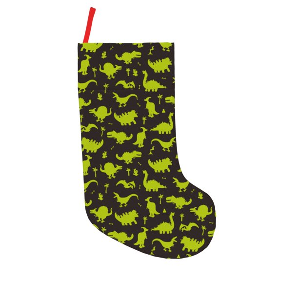 Defioc Cute Cartoon Dinosaurs Green Silhouette Pattern for Christmas Stockings 18" Personalized Holiday Stocking for Family, Farmhouse Decor, Xmas Tree Decoration, 1 Pack