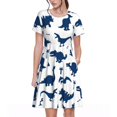 thumbnail image 1 of Defioc Cute Cartoon Dinosaurs Pattern Womens Summer Dresses Short Sleeve Sundress 2025 Beach Vacation Dresses with Pockets -Medium, 1 of 6