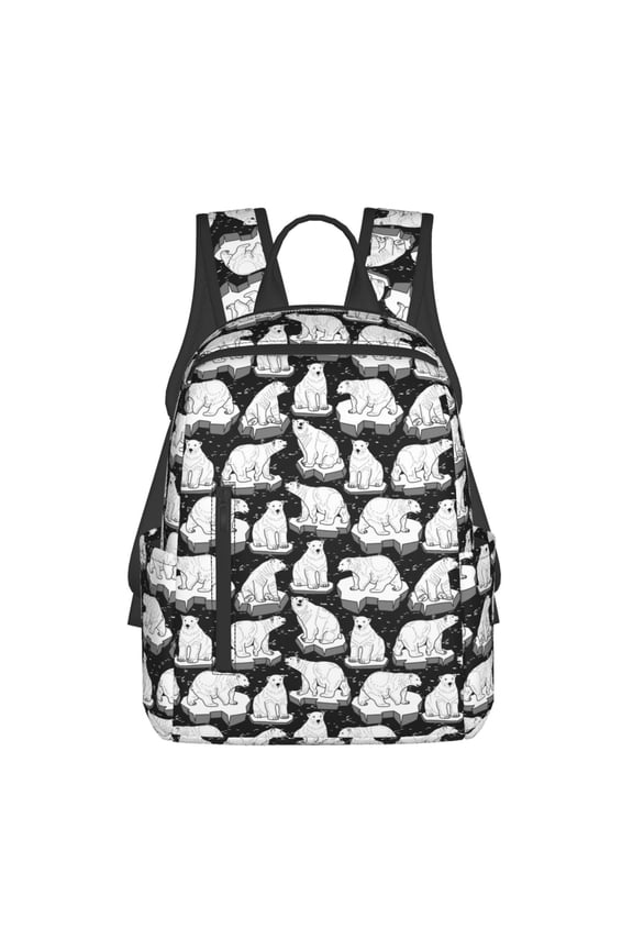 Cute Cartoon Polar Bear Pattern Travel Laptop Backpack,Lightweight Backpack Travel Hiking Daypack Backpack Work Bag for Men Women
