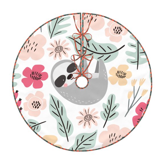 Defioc Cute Cartoon Sloth for Christmas Tree Skirt Snowman Xmas Tree Skirt Farmhouse Christmas Decorations Tree Mat for Holiday Party Decor-36"