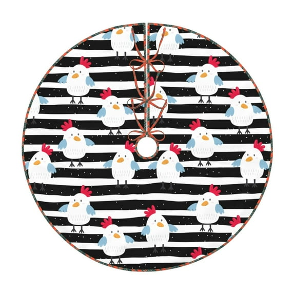 Defioc Cute Chicken for Christmas Tree Skirt Snowman Xmas Tree Skirt Farmhouse Christmas Decorations Tree Mat for Holiday Party Decor-30"