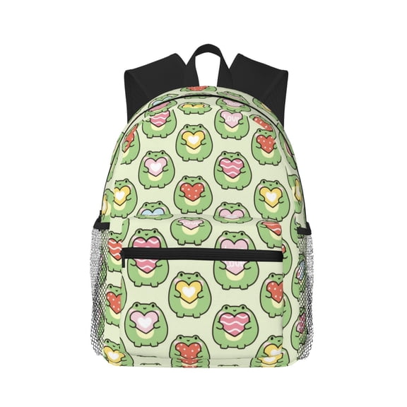Defioc Cute Chubby Frog Pattern Laptop Backpack for Men and Women,Casual Backpack Dayback Sports Bookbag for Travel Running Hiking