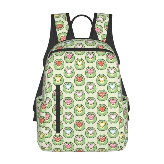 Defioc Cute Chubby Frog Pattern Travel Laptop Backpack,Lightweight Backpack Travel Hiking Daypack Backpack Work Bag for Men Women