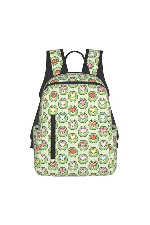 Cute Chubby Frog Pattern Travel Laptop Backpack,Lightweight Backpack Travel Hiking Daypack Backpack Work Bag for Men Women