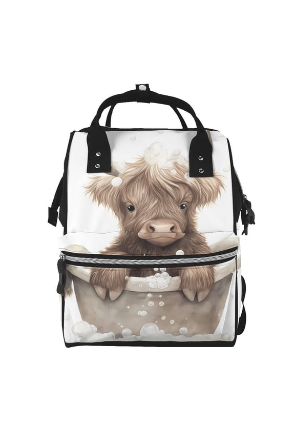 Cute Cow Bath for Baby Diaper Bag Backpack - Baby Bag for Boys & Girls - Diaper Backpack - Large Travel Diaper Bags- Baby Registry Search & Shower Gifts