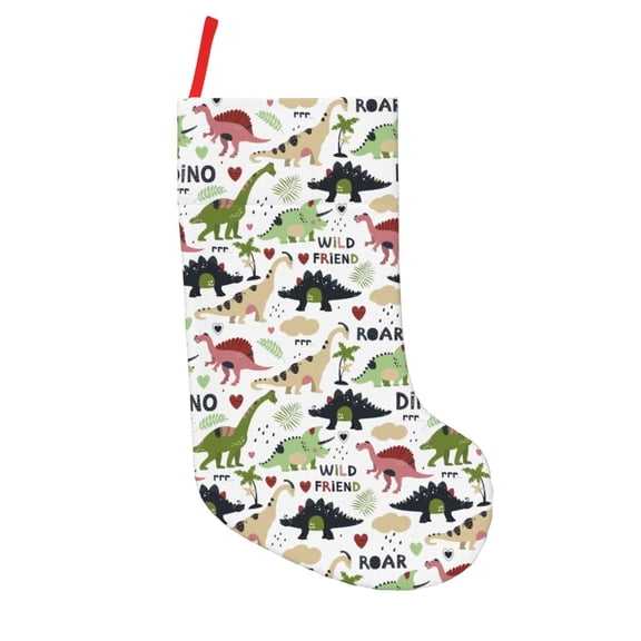 Defioc Cute Dinosaurs for Christmas Stockings 18" Personalized Holiday Stocking for Family, Farmhouse Decor, Xmas Tree Decoration, 1 Pack