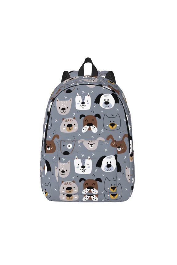 Cute Dog Faces for Canvas Backpack,Travel Rucksack Unisex Knapsack Laptop Backpack for Work & College -Small