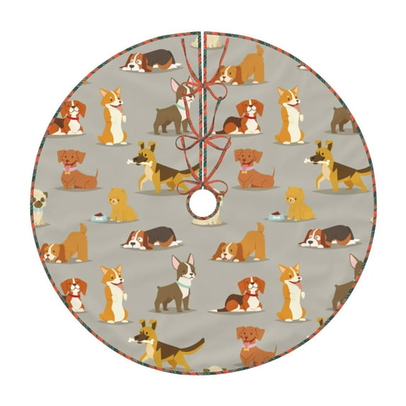 Defioc Cute Dog for Christmas Tree Skirt Snowman Xmas Tree Skirt Farmhouse Christmas Decorations Tree Mat for Holiday Party Decor-36"