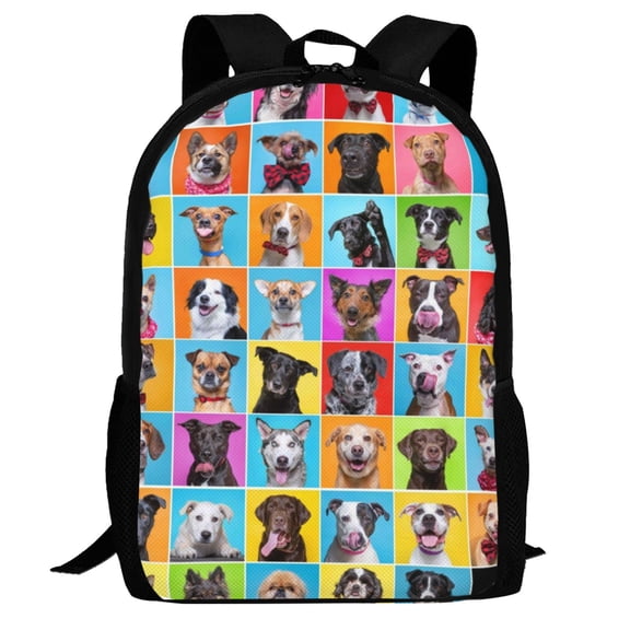 Defioc Cute Dogs Collage Pattern Carry on Backpack,16.5x12.5x5.5 Personal Item Bag Carry On Backpack Water Resistant Lightweight Daypack