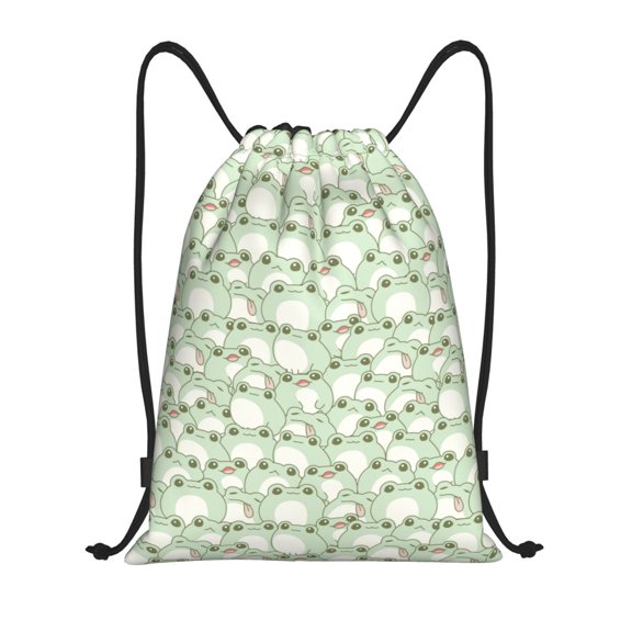 Defioc Cute Frog for Drawstring Backpack Sports Gym Bag for Women Men Children Adult Sackpack Yoga Bag for Wet Swimming,Gym,and Workout Gear -Small