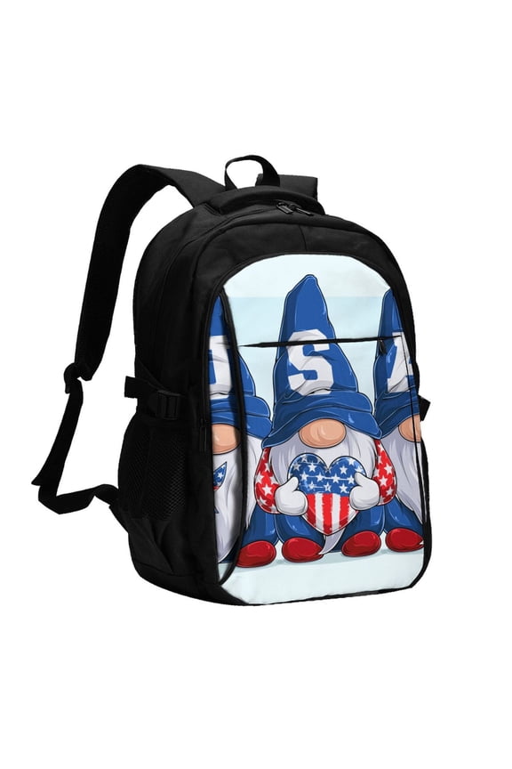 Cute Gnomes in USA for Travel Backpack for Women,15.6 inch Laptop Backpack Carry On Backpack Personal Item Travel Bag Daypack for School Weekender Business Trip