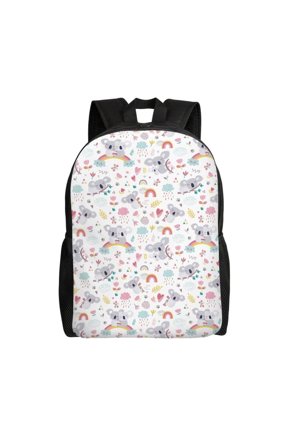 Cute Koala Print Backpack -Travel,or Work Bookbag Daypacks with 15-Inch Laptop Sleeve and Dual Water Bottle Pockets