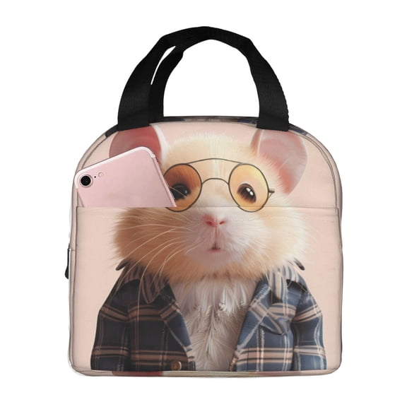 Defioc Cute Mouse In Glasses Print Lunch Box,Lunch Bag for Women Men Reusable Insulated Lunch Tote for Work/Office/Picnic/Travel