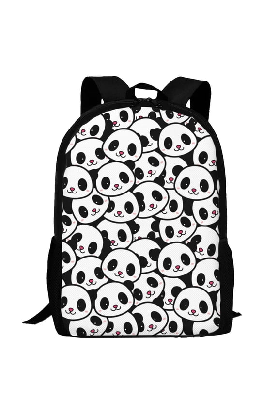 Cute Panda Face Pattern Carry on Backpack,16.5x12.5x5.5 Personal Item Bag Carry On Backpack Water Resistant Lightweight Daypack