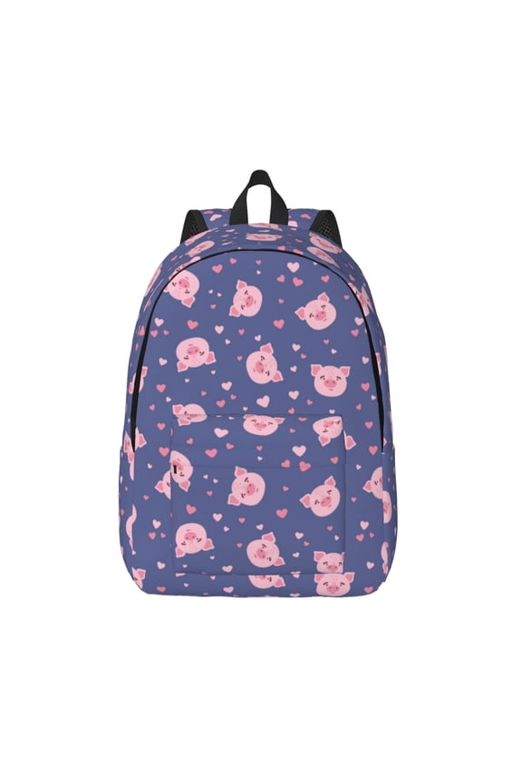Cute Pig for Canvas Backpack,Travel Rucksack Unisex Knapsack Laptop Backpack for Work & College -Small