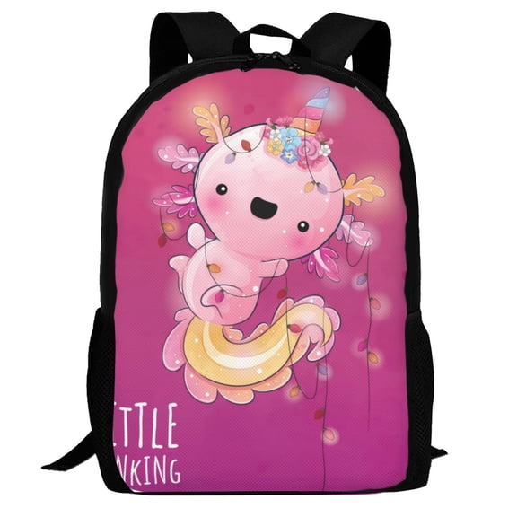 Defioc Cute Pink Axolotl A Pattern Carry on Backpack,16.5x12.5x5.5 Personal Item Bag Carry On Backpack Water Resistant Lightweight Daypack