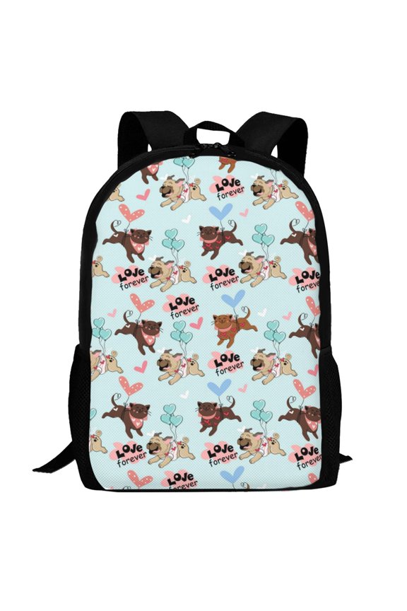 Cute Pug Dogs Pattern Carry on Backpack,16.5x12.5x5.5 Personal Item Bag Carry On Backpack Water Resistant Lightweight Daypack