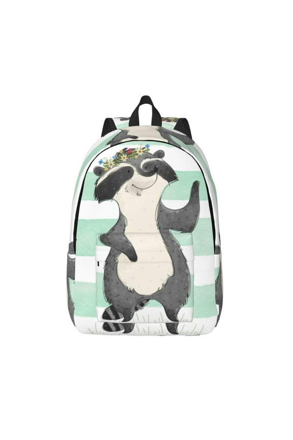 Cute Raccoon for Canvas Backpack,Travel Rucksack Unisex Knapsack Laptop Backpack for Work & College -Small