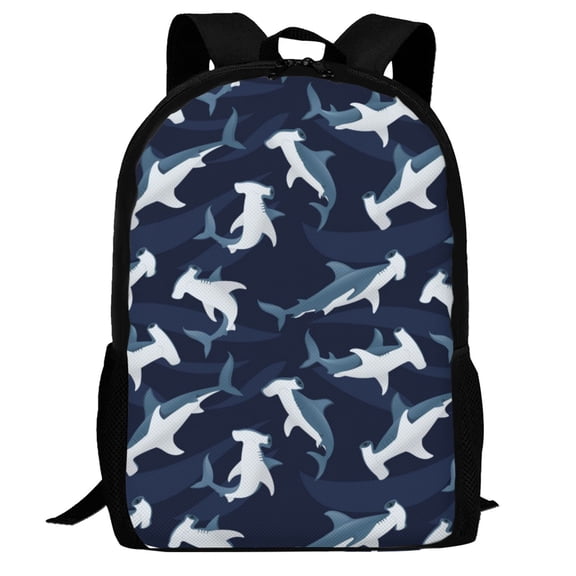 Defioc Cute Shark Pattern Carry on Backpack,16.5x12.5x5.5 Personal Item Bag Carry On Backpack Water Resistant Lightweight Daypack
