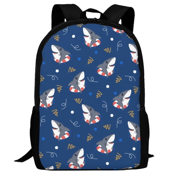 Defioc Cute Shark Pattern Carry on Backpack,16.5x12.5x5.5 Personal Item Bag Carry On Backpack Water Resistant Lightweight Daypack
