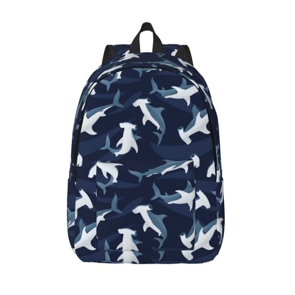 Defioc Cute Shark for Canvas Backpack,Travel Rucksack Unisex Knapsack Laptop Backpack for Work & College -Medium