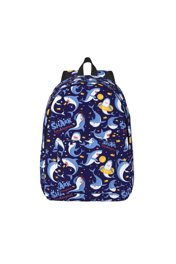 Cute Shark for Canvas Backpack,Travel Rucksack Unisex Knapsack Laptop Backpack for Work & College -Medium