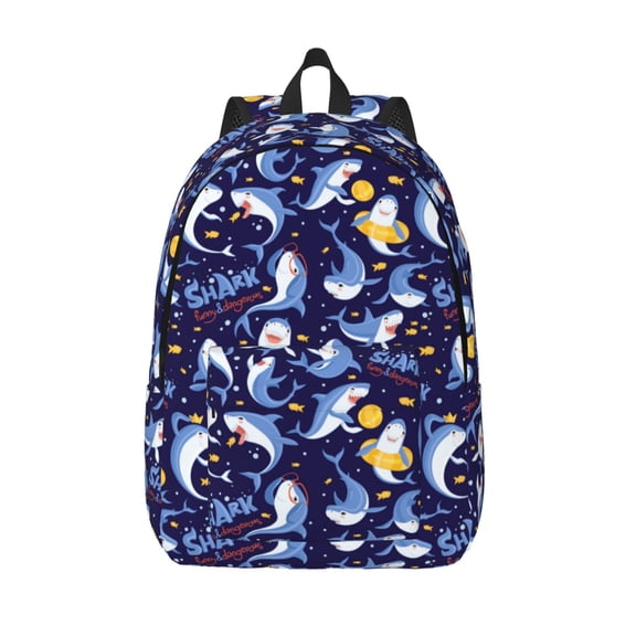 Defioc Cute Shark for Canvas Backpack,Travel Rucksack Unisex Knapsack Laptop Backpack for Work & College -Small