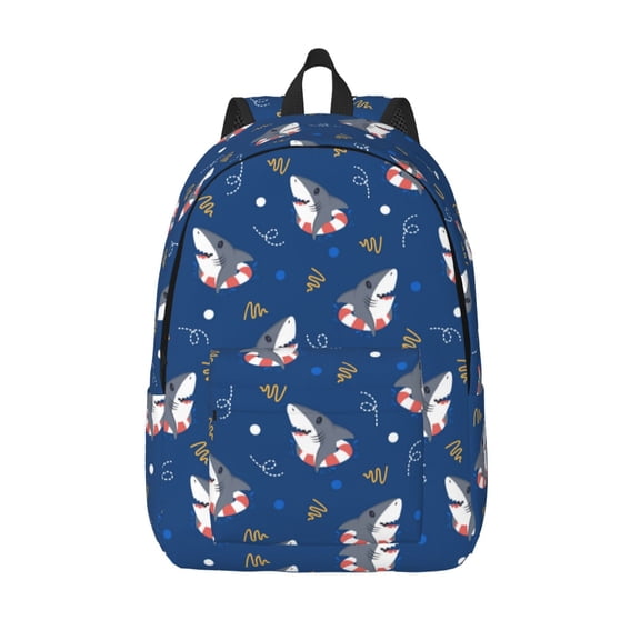 Defioc Cute Shark for Canvas Backpack,Travel Rucksack Unisex Knapsack Laptop Backpack for Work & College -Small
