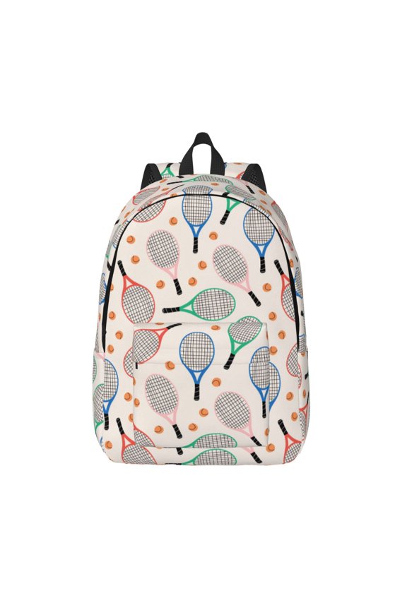 Cute Tennis Racket for Canvas Backpack,Travel Rucksack Unisex Knapsack Laptop Backpack for Work & College -Small