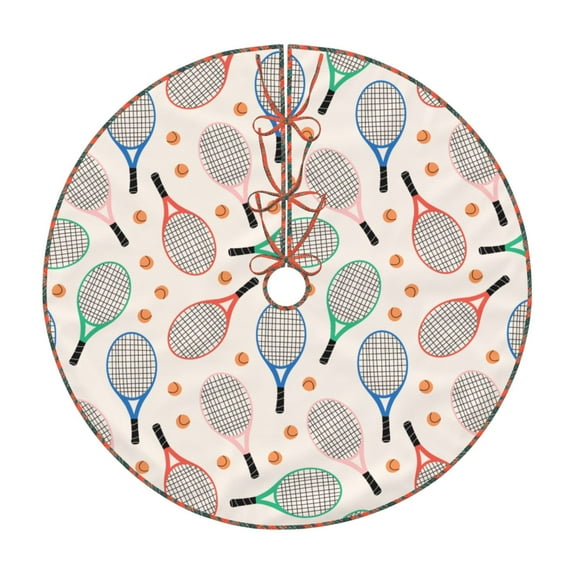 Defioc Cute Tennis Racket for Christmas Tree Skirt Snowman Xmas Tree Skirt Farmhouse Christmas Decorations Tree Mat for Holiday Party Decor-36"