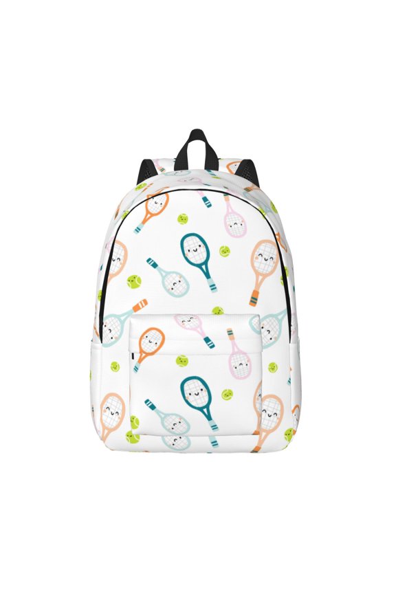 Cute Tennis Rackets for Canvas Backpack,Travel Rucksack Unisex Knapsack Laptop Backpack for Work & College -Medium