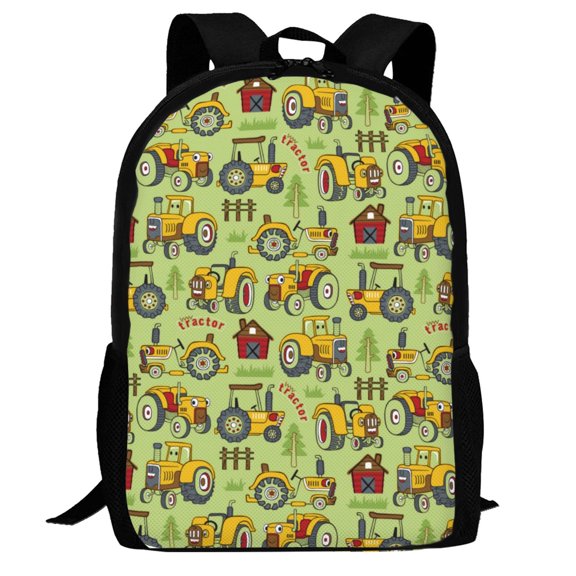 Defioc Cute Tractor Pattern Carry on Backpack,16.5x12.5x5.5 Personal Item Bag Carry On Backpack Water Resistant Lightweight Daypack